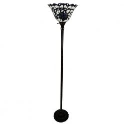 Prim 70 in. 1-Light Indoor Blue and White Tiffany Torchiere Floor Lamp with Light Kit by Warehouse of Tiffany