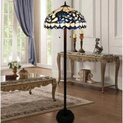 Rexi 61 in. 2-Light Indoor Blue and White Tiffany Floor Lamp with Light Kit by Warehouse of Tiffany -Warehouse of Tiffany Shop bronze warehouse of tiffany floor lamps tf473 18fl 31 1000