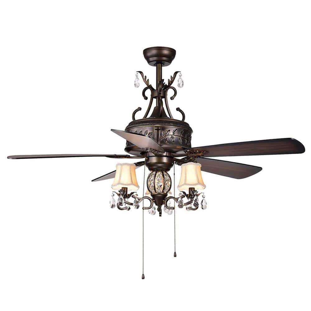 Firtha 52 in. Indoor Bronze Finsh Hand Pull Chain Ceiling Fan with Light Kit by Warehouse of Tiffany 2 Firtha 52 in. Indoor Bronze Finsh Hand Pull Chain Ceiling Fan with Light Kit by Warehouse of Tiffany