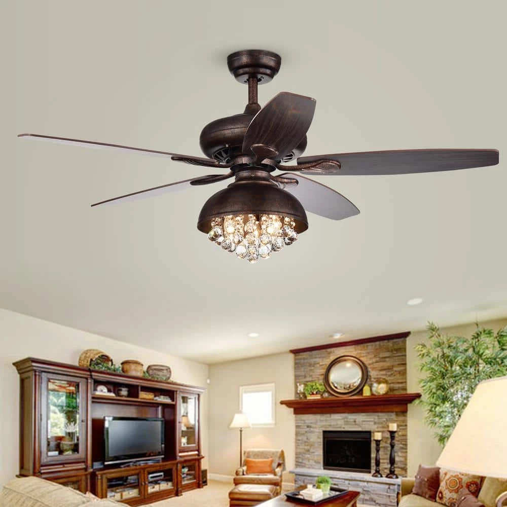 Fredix 52 in. Indoor Bronze Finsh Remote Controlled Ceiling Fan with Light Kit by Warehouse of Tiffany 5 Fredix 52 in. Indoor Bronze Finsh Remote Controlled Ceiling Fan with Light Kit by Warehouse of Tiffany - Image 3