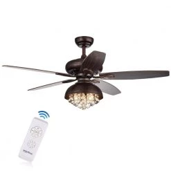 Fredix 52 in. Indoor Bronze Finsh Remote Controlled Ceiling Fan with Light Kit by Warehouse of Tiffany
