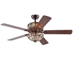 Boot 52 in. Indoor Bronze Finsh Remote Controlled Ceiling Fan with Light Kit by Warehouse of Tiffany
