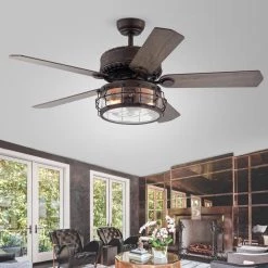 Bobet 52 in. Indoor Bronze Finsh Remote Controlled Ceiling Fan with Light Kit by Warehouse of Tiffany -Warehouse of Tiffany Shop bronze warehouse of tiffany flush mount lights cfl 8435remo mb 31 1000