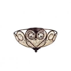 Ceslee 6 in. 3-Light Indoor Bronze Finish Flush Mount Chandelier with Light Kit by Warehouse of Tiffany