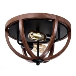 Fanalla 13 in. 2-Light Indoor Brown Faux Wood Grain Flush Mount with Light Kit by Warehouse of Tiffany -Warehouse of Tiffany Shop brown faux wood grain warehouse of tiffany flush mount lights 2041 2fm c3 1000