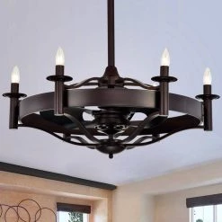 Jule 32 in. Indoor Brown Remote Controlled Fandelier with Light Kit by Warehouse of Tiffany -Warehouse of Tiffany Shop brown warehouse of tiffany ceiling fans with lights cfl 8466br c3 1000