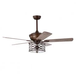 Dillon 52 in. 3-Light Indoor Brown Faux Wood Grain Finish Ceiling Fan with Light Kit by Warehouse of Tiffany -Warehouse of Tiffany Shop brown warehouse of tiffany ceiling fans with lights cfl 8496remo br 4f 1000