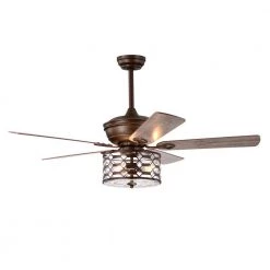 Dillon 52 in. 3-Light Indoor Brown Faux Wood Grain Finish Ceiling Fan with Light Kit by Warehouse of Tiffany -Warehouse of Tiffany Shop brown warehouse of tiffany ceiling fans with lights cfl 8496remo br c3 1000