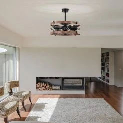 Isla 26 in. 6-Light Indoor Matte Black and Brown Faux Wood Grain Finish Ceiling Fan with Light Kit by Warehouse of Tiffany -Warehouse of Tiffany Shop brown warehouse of tiffany ceiling fans with lights dy07y07bw 31 1000