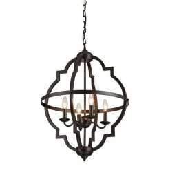 Octavia 20 in. 4-Light Indoor Brown Pendant Lamp with Light Kit by Warehouse of Tiffany