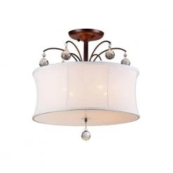 Roxanne 4-Light Brown Ceiling Bronze Crystal Chandelier with Fabric Shade by Warehouse of Tiffany -Warehouse of Tiffany Shop brown warehouse of tiffany chandeliers rl4822 c3 1000