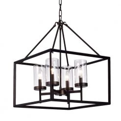 Anson 20 in. 4-Light Indoor Coffee Bean Finish Pendant Lamp Chandelier with Light Kit by Warehouse of Tiffany