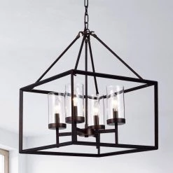 Anson 20 in. 4-Light Indoor Coffee Bean Finish Pendant Lamp Chandelier with Light Kit by Warehouse of Tiffany -Warehouse of Tiffany Shop brown warehouse of tiffany chandeliers rl8201ab c3 1000