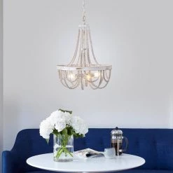 Valentinas 18 in. 4-Light Indoor Brushed White Finish Chandelier with Light Kit by Warehouse of Tiffany -Warehouse of Tiffany Shop brushed white warehouse of tiffany chandeliers pd033 4wh 31 1000