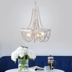 Valentinas 18 in. 4-Light Indoor Brushed White Finish Chandelier with Light Kit by Warehouse of Tiffany -Warehouse of Tiffany Shop brushed white warehouse of tiffany chandeliers pd033 4wh 76 1000