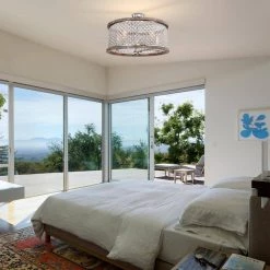 Olyvia 24 in. Modern Crystal Shade Semi Flush Mount 5-Light by Warehouse of Tiffany -Warehouse of Tiffany Shop chrome faux wood grain warehouse of tiffany flush mount lights cd035 5ic 31 1000