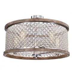 Olyvia 24 in. Modern Crystal Shade Semi Flush Mount 5-Light by Warehouse of Tiffany -Warehouse of Tiffany Shop chrome faux wood grain warehouse of tiffany flush mount lights cd035 5ic 4f 1000