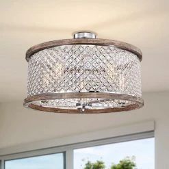Olyvia 24 in. Modern Crystal Shade Semi Flush Mount 5-Light by Warehouse of Tiffany