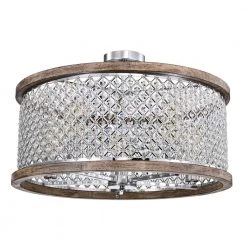 Olyvia 24 in. Modern Crystal Shade Semi Flush Mount 5-Light by Warehouse of Tiffany -Warehouse of Tiffany Shop chrome faux wood grain warehouse of tiffany flush mount lights cd035 5ic c3 1000