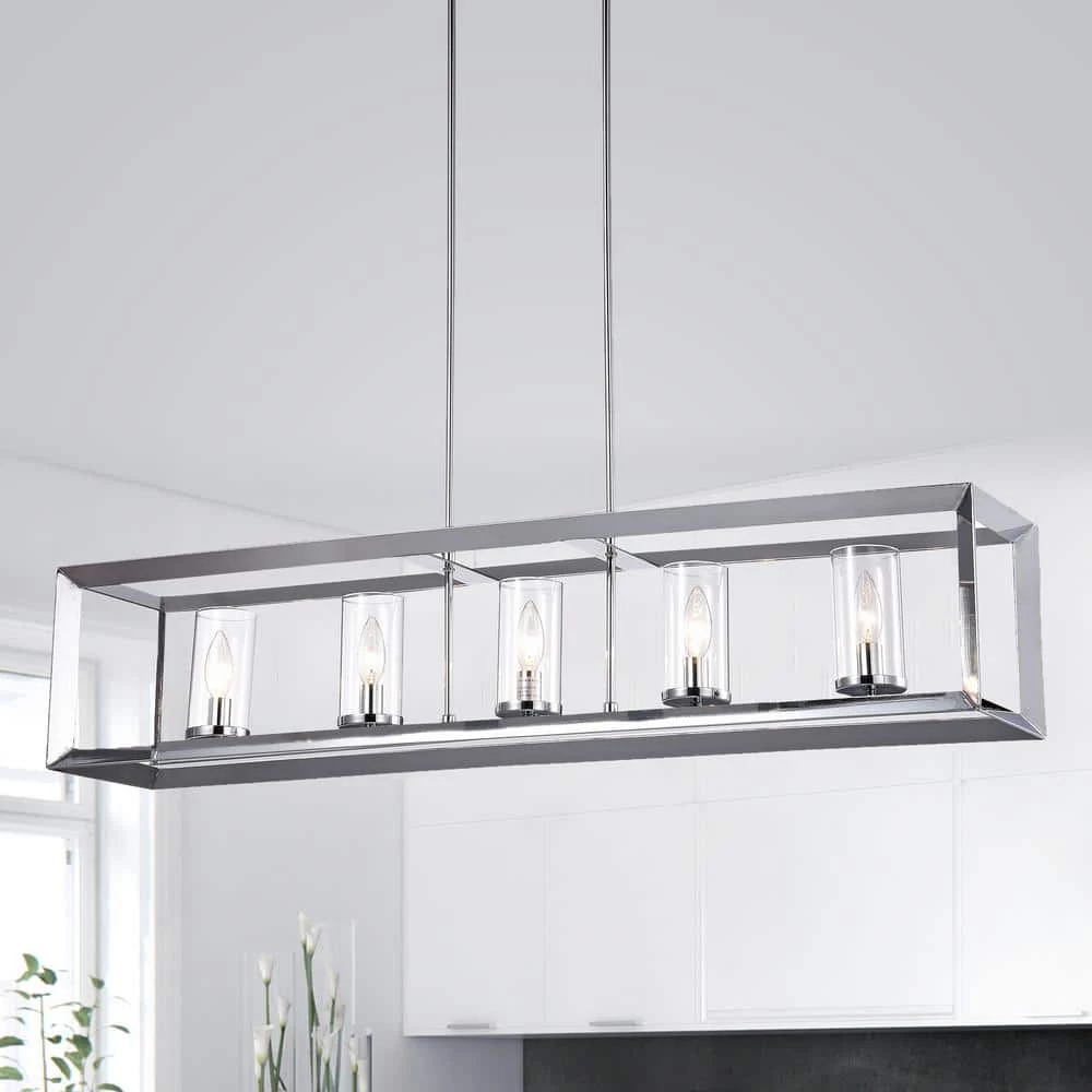 Ciel 41 in. 5-Light Chrome Finish Chandelier by Warehouse of Tiffany 3 Ciel 41 in. 5-Light Chrome Finish Chandelier by Warehouse of Tiffany