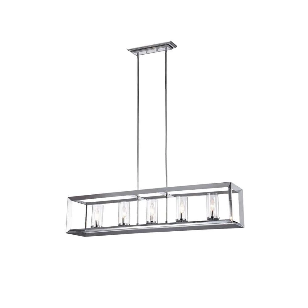 Ciel 41 in. 5-Light Chrome Finish Chandelier by Warehouse of Tiffany 4 Ciel 41 in. 5-Light Chrome Finish Chandelier by Warehouse of Tiffany - Image 2