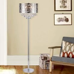 Ivica 64 in. Chrome 3-Light Metal Crystal Floor Lamp by Warehouse of Tiffany -Warehouse of Tiffany Shop chrome finish warehouse of tiffany floor lamps fl7992 c3 1000