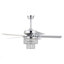 Caderina 52 in. 4-Light Chrome Finished 5 Blades Ceiling Fan with Remote by Warehouse of Tiffany -Warehouse of Tiffany Shop chrome warehouse of tiffany ceiling fans with lights al03p01ch 4f 1000