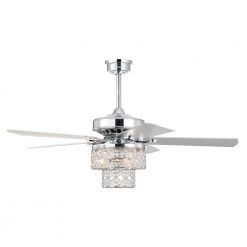 Caderina 52 in. 4-Light Chrome Finished 5 Blades Ceiling Fan with Remote by Warehouse of Tiffany