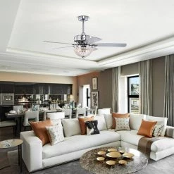 Itzel 52 in. 2-Light Indoor Chrome Finish Chandelier with Light Kit by Warehouse of Tiffany -Warehouse of Tiffany Shop chrome warehouse of tiffany ceiling fans with lights aw01w03cr 31 1000