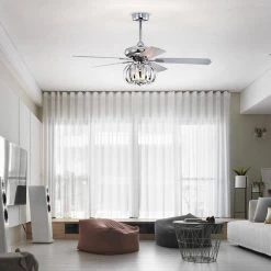 Tamaya 52 in. 3-Light Indoor Chrome Finish Ceiling Fan Chandelier with Light Kit by Warehouse of Tiffany -Warehouse of Tiffany Shop chrome warehouse of tiffany ceiling fans with lights aw01w09cr 31 1000