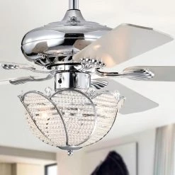 Araceli 52 in. 3-Light Indoor Chrome Ceiling Fan with Light Kit and Remote by Warehouse of Tiffany