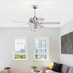 Callen 52 in. 3-Light Indoor Chrome Finish Ceiling Fan with Light Kit by Warehouse of Tiffany 21 Callen 52 in. 3-Light Indoor Chrome Finish Ceiling Fan with Light Kit by Warehouse of Tiffany -Warehouse of Tiffany Shop chrome warehouse of tiffany ceiling fans with lights ay16y16cr 31 1000