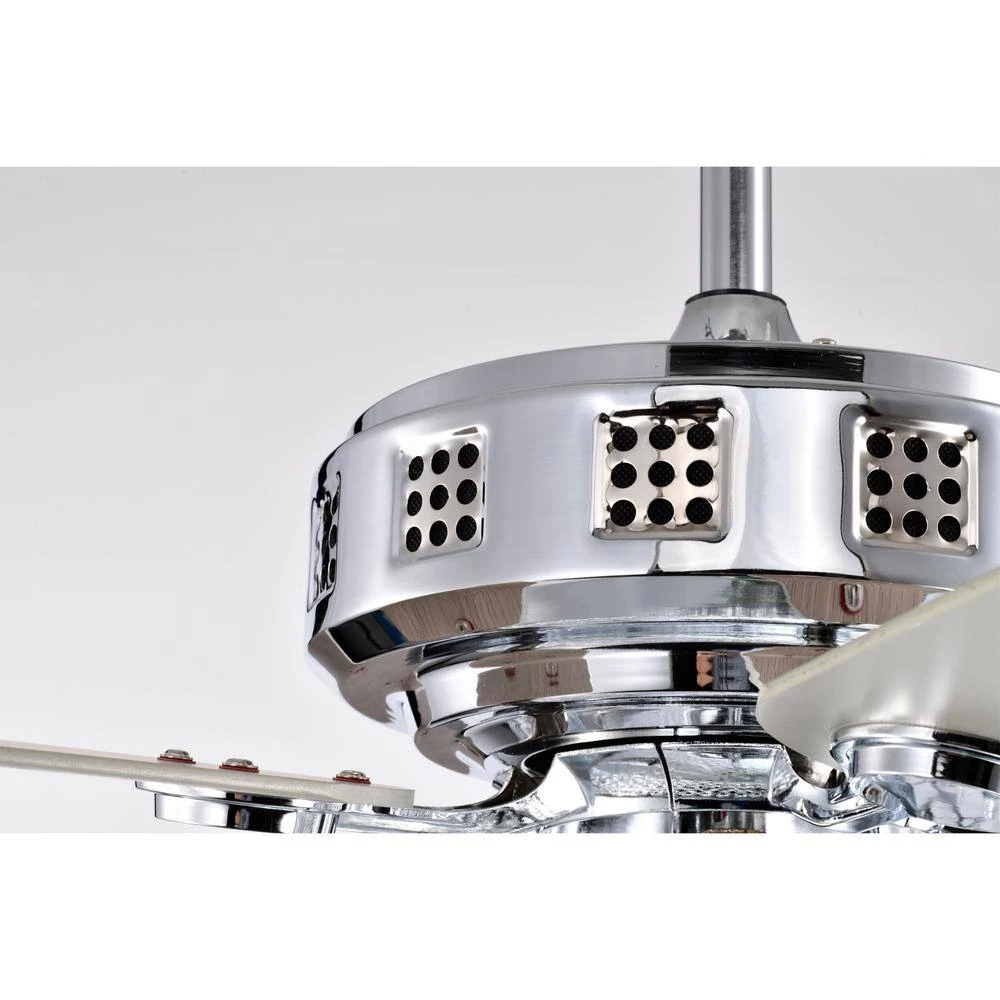 Callen 52 in. 3-Light Indoor Chrome Finish Ceiling Fan with Light Kit by Warehouse of Tiffany 4 Callen 52 in. 3-Light Indoor Chrome Finish Ceiling Fan with Light Kit by Warehouse of Tiffany - Image 2