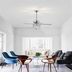 Alesya 52 in. 3-Light Indoor Chrome Ceiling Fan with Light Kit and Remote by Warehouse of Tiffany -Warehouse of Tiffany Shop chrome warehouse of tiffany ceiling fans with lights ay17y17cr 31 1000