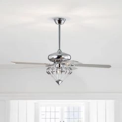 Alesya 52 in. 3-Light Indoor Chrome Ceiling Fan with Light Kit and Remote by Warehouse of Tiffany -Warehouse of Tiffany Shop chrome warehouse of tiffany ceiling fans with lights ay17y17cr c3 1000