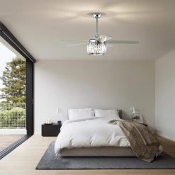 Nadire 52 in. 3-Light Indoor Chrome Ceiling Fan with Light Kit and Remote by Warehouse of Tiffany -Warehouse of Tiffany Shop chrome warehouse of tiffany ceiling fans with lights ay18y18cr 31 1000