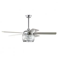 Nadire 52 in. 3-Light Indoor Chrome Ceiling Fan with Light Kit and Remote by Warehouse of Tiffany