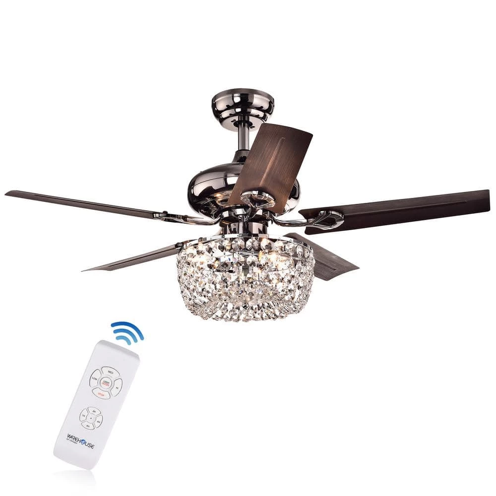 Angel 43 in. Chrome Indoor Remote Controlled Ceiling Fan with Light Kit by Warehouse of Tiffany 3 Angel 43 in. Chrome Indoor Remote Controlled Ceiling Fan with Light Kit by Warehouse of Tiffany