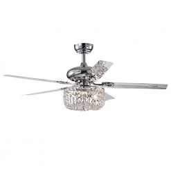 Silver 49.2 in. 3-Light Indoor Chrome Remote Controlled Ceiling Fan with Light Kit by Warehouse of Tiffany