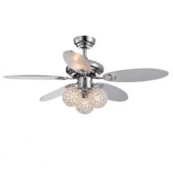 Casimer 44 in. Chrome Indoor Remote Controlled Ceiling Fan with Light Kit by Warehouse of Tiffany