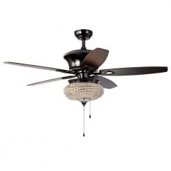 Vasilisa 53 in. Indoor Chrome Finsh Hand Pull Chain Ceiling Fan with Light Kit by Warehouse of Tiffany
