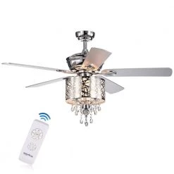 Garvey 52 in. Chrome Indoor Remote Controlled Ceiling Fan with Light Kit by Warehouse of Tiffany