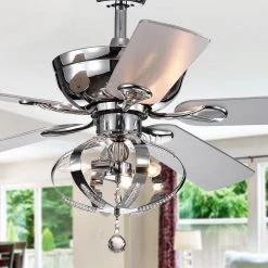 Tatiana 52 in. Chrome Indoor Remote Controlled Ceiling Fan with Light Kit by Warehouse of Tiffany -Warehouse of Tiffany Shop chrome warehouse of tiffany ceiling fans with lights cfl 8336remo c3 1000