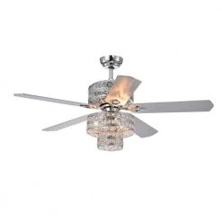 Empire Trois 52 in. Indoor Chrome Remote Controlled Ceiling Fan with Light Kit by Warehouse of Tiffany