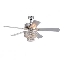 Empire 52 in. Chrome Indoor Remote Controlled Ceiling Fan with Light Kit by Warehouse of Tiffany -Warehouse of Tiffany Shop chrome warehouse of tiffany ceiling fans with lights cfl 8355remo ch c3 1000