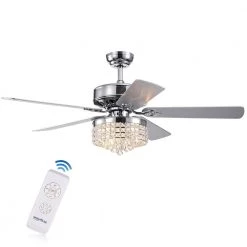 Letta 52 in. Chrome Indoor Remote Controlled Ceiling Fan with Light Kit by Warehouse of Tiffany
