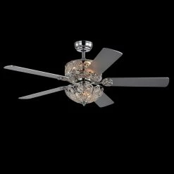 Catalina 52 in. Indoor Chrome Hand Pull Chain Ceiling Fan with Light Kit by Warehouse of Tiffany
