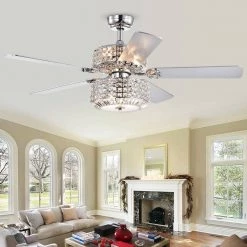 Copper 52 in. Chrome Indoor Remote Controlled Ceiling Fan with Light Kit by Warehouse of Tiffany -Warehouse of Tiffany Shop chrome warehouse of tiffany ceiling fans with lights cfl 8372remo ch 31 1000