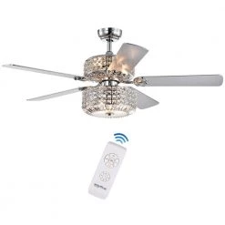 Walter 52 in. Chrome Indoor Remote Controlled Ceiling Fan with Light Kit by Warehouse of Tiffany
