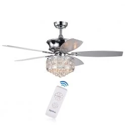 Hasna 52 in. Indoor Chrome Remote Controlled Ceiling Fan with Light Kit by Warehouse of Tiffany